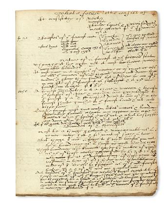 MANUSCRIPT.  Forest laws.  Manuscript in English on paper.  Late 16th/early 17th century